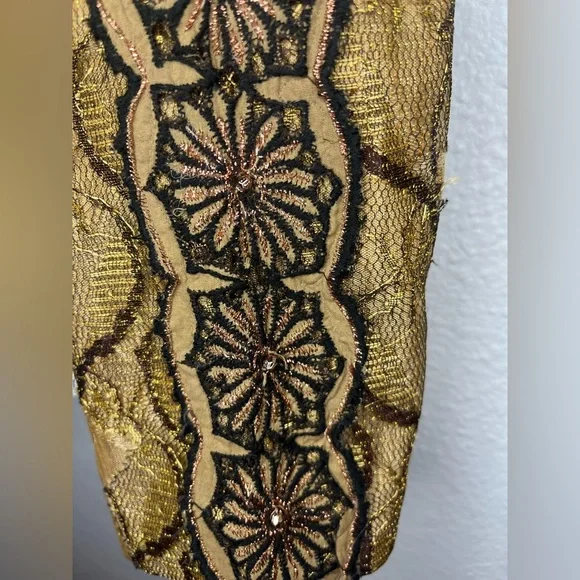 Sandy Starkman Gold Embroidered Jacket Blazer w/ Fish & Sea Turtle Design Size M - Picture 8 of 9